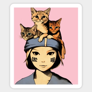 Japanese crazy cat lady Sticker